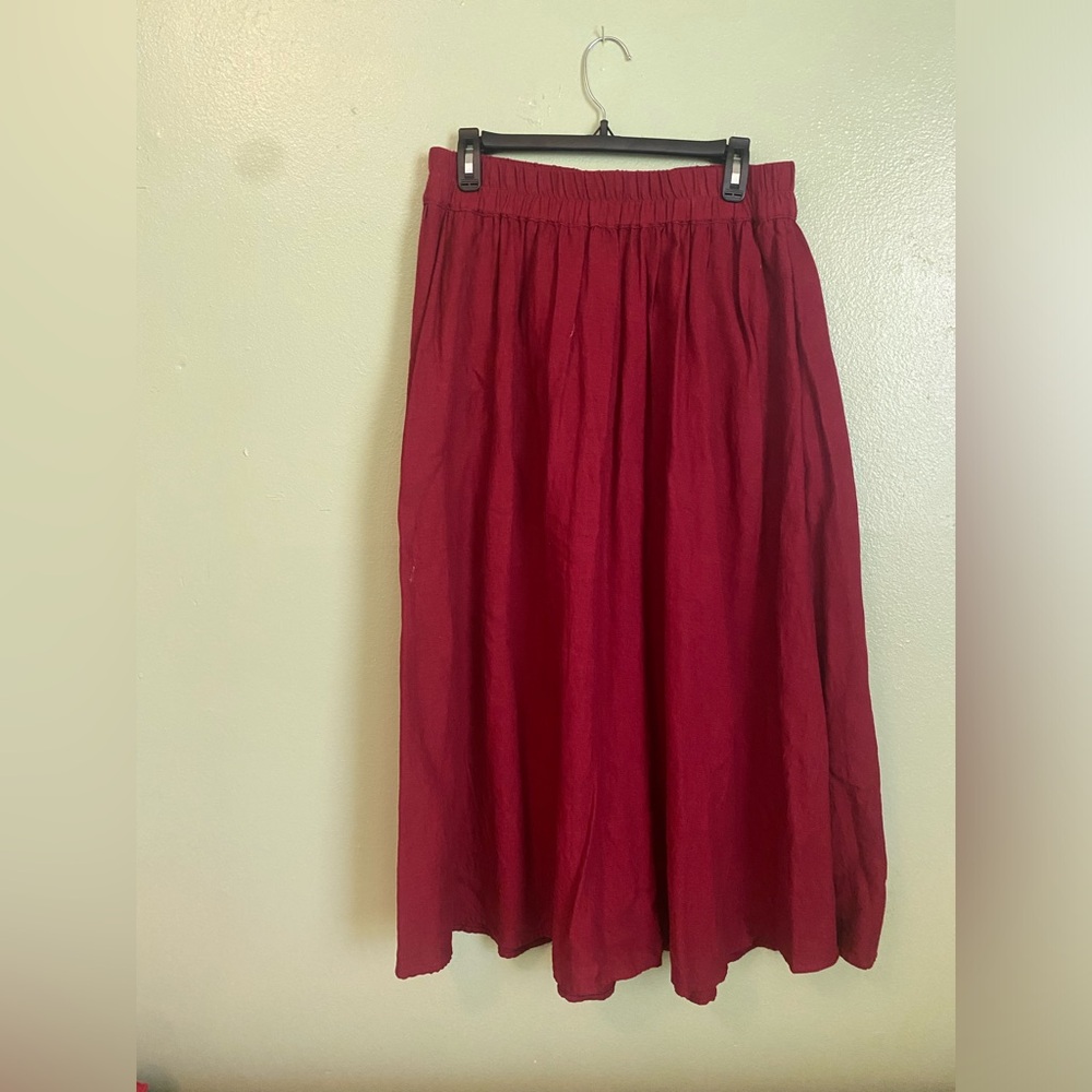 A New Day Linen Maxi Skirt Dark Red Medium